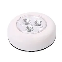 Futaba 3-LED Push Touch Lamp Mini Round Emergency Light with Stick Tape - White-thumb1