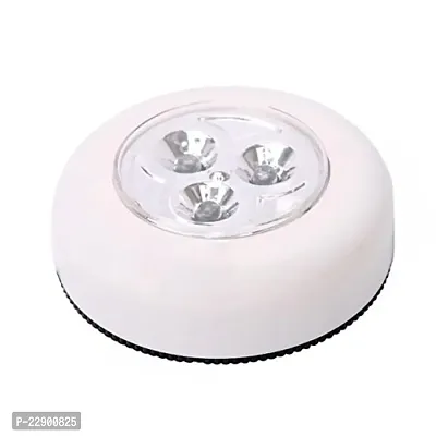 Futaba 3-LED Push Touch Lamp Mini Round Emergency Light with Stick Tape - White-thumb2