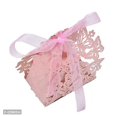 Nema NM Butterfly Paper Candy Box with Ribbon (Pink) - Pack of 10-thumb2