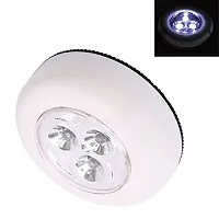 Futaba 3-LED Push Touch Lamp Mini Round Emergency Light with Stick Tape - White-thumb3