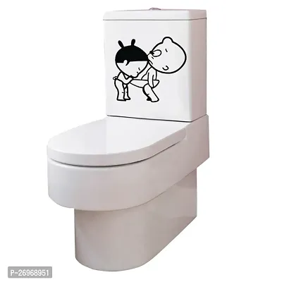 Funny  Black and White Boy and Girl Toilet Seat Decal Sticker-thumb3