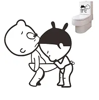 Funny  Black and White Boy and Girl Toilet Seat Decal Sticker-thumb3