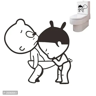 Funny  Black and White Boy and Girl Toilet Seat Decal Sticker-thumb4