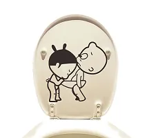 Funny  Black and White Boy and Girl Toilet Seat Decal Sticker-thumb1