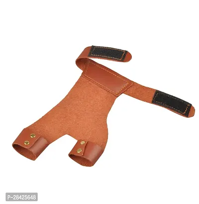 Archery Finger Guard 2 Finger Glove Protector - Brown-thumb0