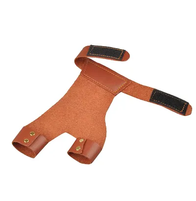 Archery Finger Guard 2 Finger Glove Protector - Brown