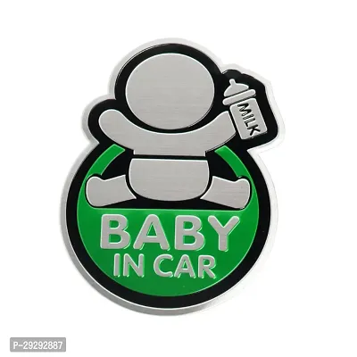 3D Waterproof Aluminum Baby in CAR Sticker-Green-thumb0