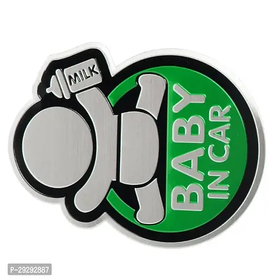 3D Waterproof Aluminum Baby in CAR Sticker-Green-thumb2