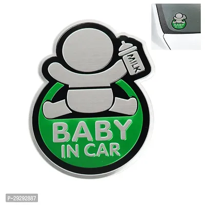 3D Waterproof Aluminum Baby in CAR Sticker-Green-thumb3
