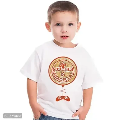 Stylish White Polyester Printed Tees For Boys