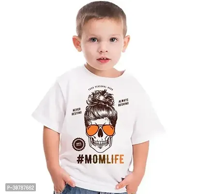 Stylish White Polyester Printed Tees For Boys