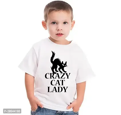 Stylish White Polyester Printed Tees For Boys