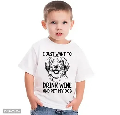 Stylish White Polyester Printed Tees For Boys