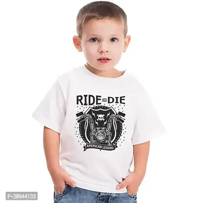 Stylish White Polyester Printed Tees For Boys-thumb0