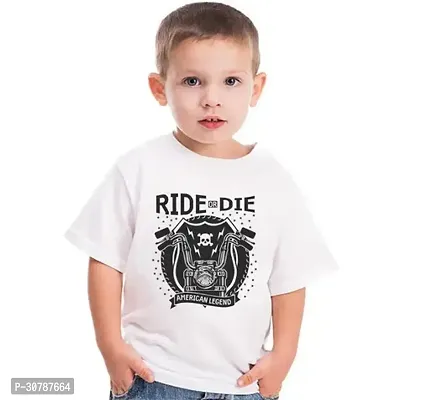 Stylish White Polyester Printed Tees For Boys