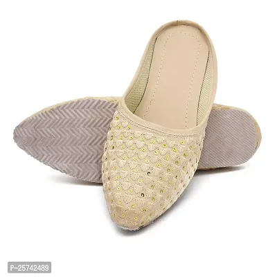Women's Rajasthani Mojari-Jutti Ethnic Footwear (Cream, 8)-thumb2