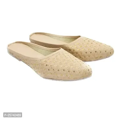 Women's Rajasthani Mojari-Jutti Ethnic Footwear (Cream, 8)-thumb0