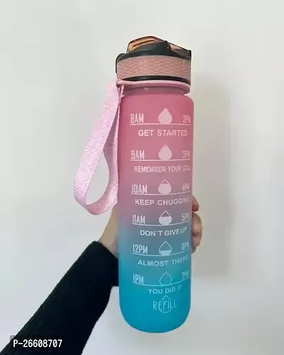 Useful Plastic New Sipper Water Bottles With Motivational Time Marker-thumb0