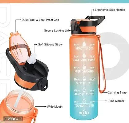 Useful Plastic New Sipper Water Bottles With Motivational Time Marker-thumb0