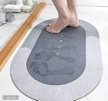 Water Absorbing Anti Slip Floor Mat, Bath Mat | Cushion Mat Super Absorbent Soft Carpet, Quick Dry Dirt Barrier for Bathroom Home, Office (Pack of 1, Oval Home) ||AO||07-thumb0