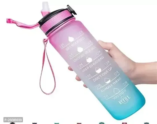 Useful Plastic New Sipper Water Bottles With Motivational Time Marker-thumb0