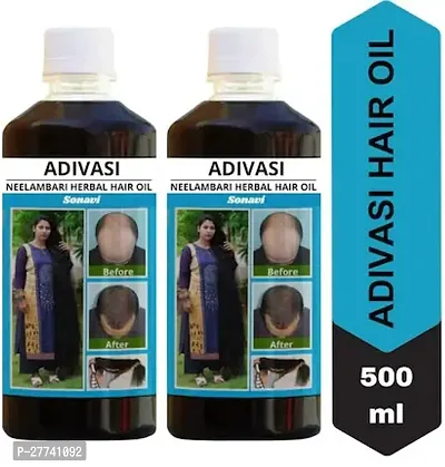 ADIVASI HAIR OIL 500ML - ADIVASI HERBAL OIL - Long Hair - Hair Regrowth Hair Oil 50ml (Pack of 2)