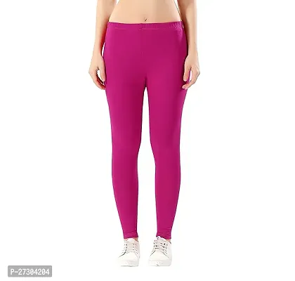 Elegant Pink Cotton Solid Leggings For Women-thumb0