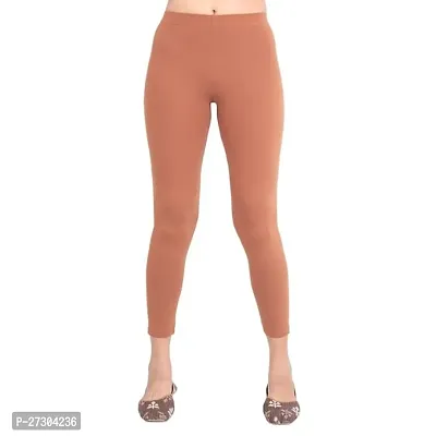 Elegant Peach Cotton Solid Leggings For Women-thumb0