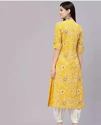 Stylish Viscose Rayon Yellow Printed Kurtis For Women-thumb1