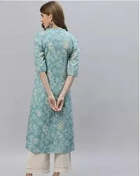 Stylish Rayon Turquoise Printed Kurtis For Women-thumb1