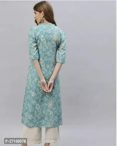 Stylish Rayon Turquoise Printed Kurtis For Women-thumb2