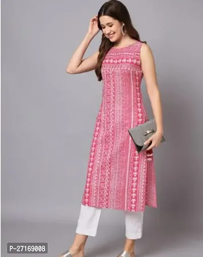 Stylish Rayon Pink Printed Kurtis For Women-thumb0