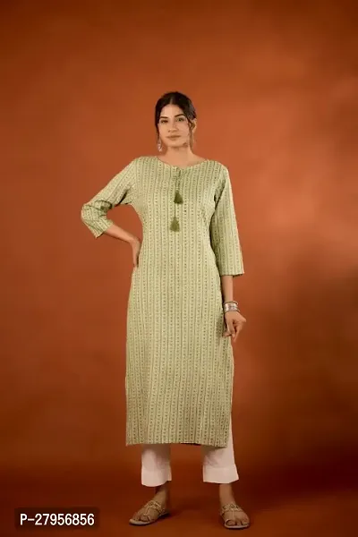 Stylish Green Rayon Straight Kurta For Women-thumb0