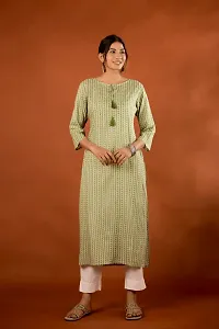 Stylish Green Rayon Straight Kurta For Women-thumb2