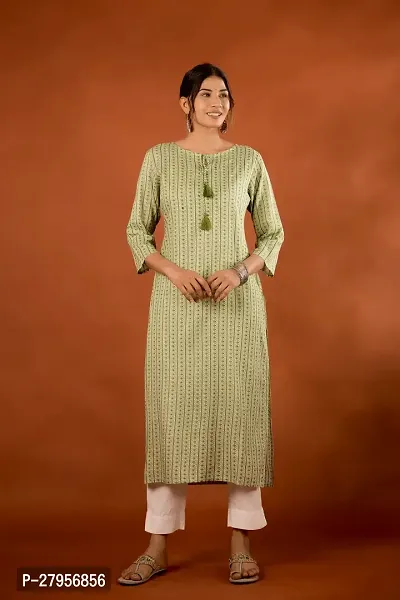 Stylish Green Rayon Straight Kurta For Women-thumb3