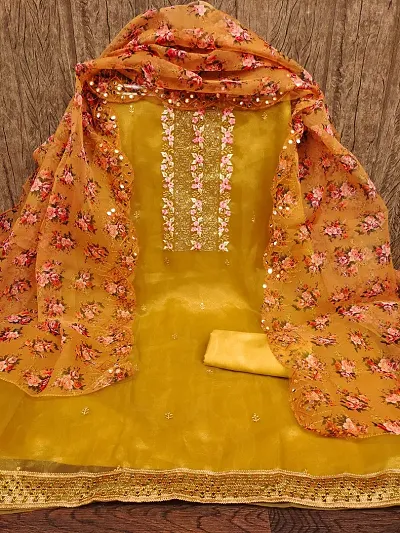 Stylish Printed Bhagalpuri Silk Dress Material
