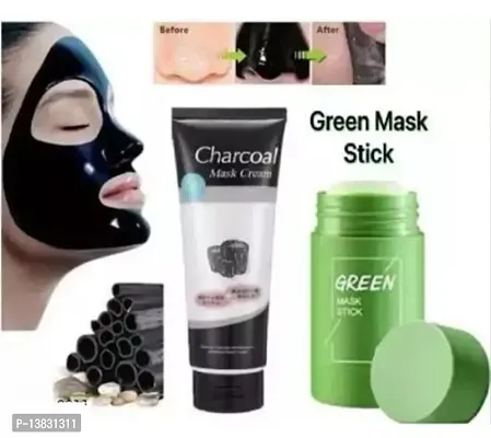 Charcoal face mask and green mask stick