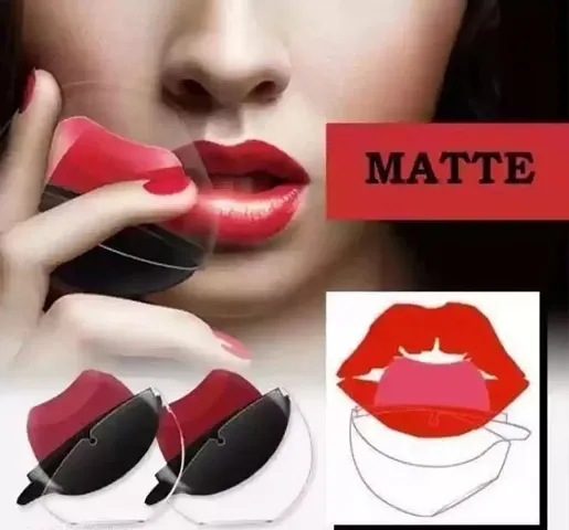 Wiffy Red Lip Shape Lipstick Long Lasting Waterproof Cup Matte Lipstick.??(RED, 10 g)