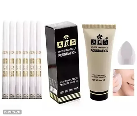 Ads foundation, blander and 6 pcs of ads white container kajal sticks