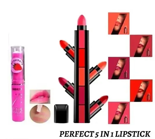 5in1 Long Lasting Matte Lipsticks  Pink Lip Balm -Pack of 2