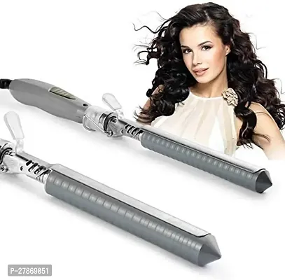 Techwynz new Professional Hair Curler Iron Rod Brush Styler for Women Professional Hair Curler Tong with Machine Stick and Rolle (Silver)