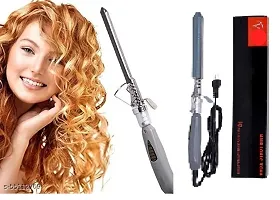 Techwynz new Professional Hair Curler Iron Rod Brush Styler for Women Professional Hair Curler Tong with Machine Stick and Rolle (Silver)-thumb1