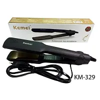 KM-329 Hair Straightener | Professional Hair Straightener | Nano Silver Ceramic Coating | Comes with Long Cord | Temperature control-thumb1