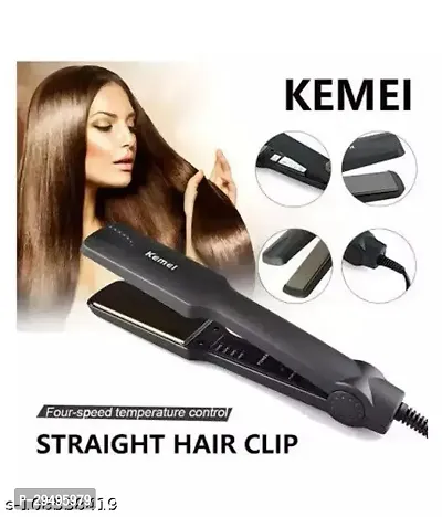 KM-329 Hair Straightener | Professional Hair Straightener | Nano Silver Ceramic Coating | Comes with Long Cord | Temperature control-thumb3