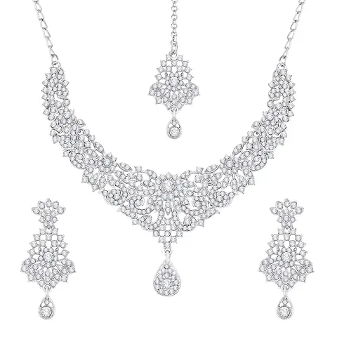 Atasi International Glim Diamond Plated Alloy Choker Necklace Set For Women (R5395)