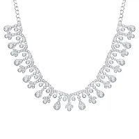 Atasi International Silver Plated Crystal AD Style Silver Plated Necklace Jewellery Set with Earrings for Party Wedding Wear for Women (R5476)-thumb1