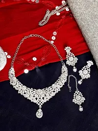 Atasi International Glim Diamond Silver Plated Alloy Choker Necklace Set For Women (R5395)-thumb2