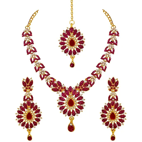 Atasi International Plated Diamond Necklace Jewellery Set for Women (GR5011)