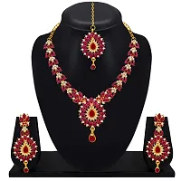 Atasi International Gold Plated Pink Diamond Necklace Jewellery Set for Women (GR5011)-thumb2