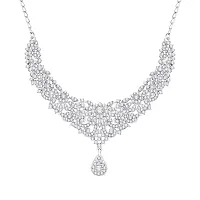 Atasi International Glim Diamond Silver Plated Alloy Choker Necklace Set For Women (R5395)-thumb4